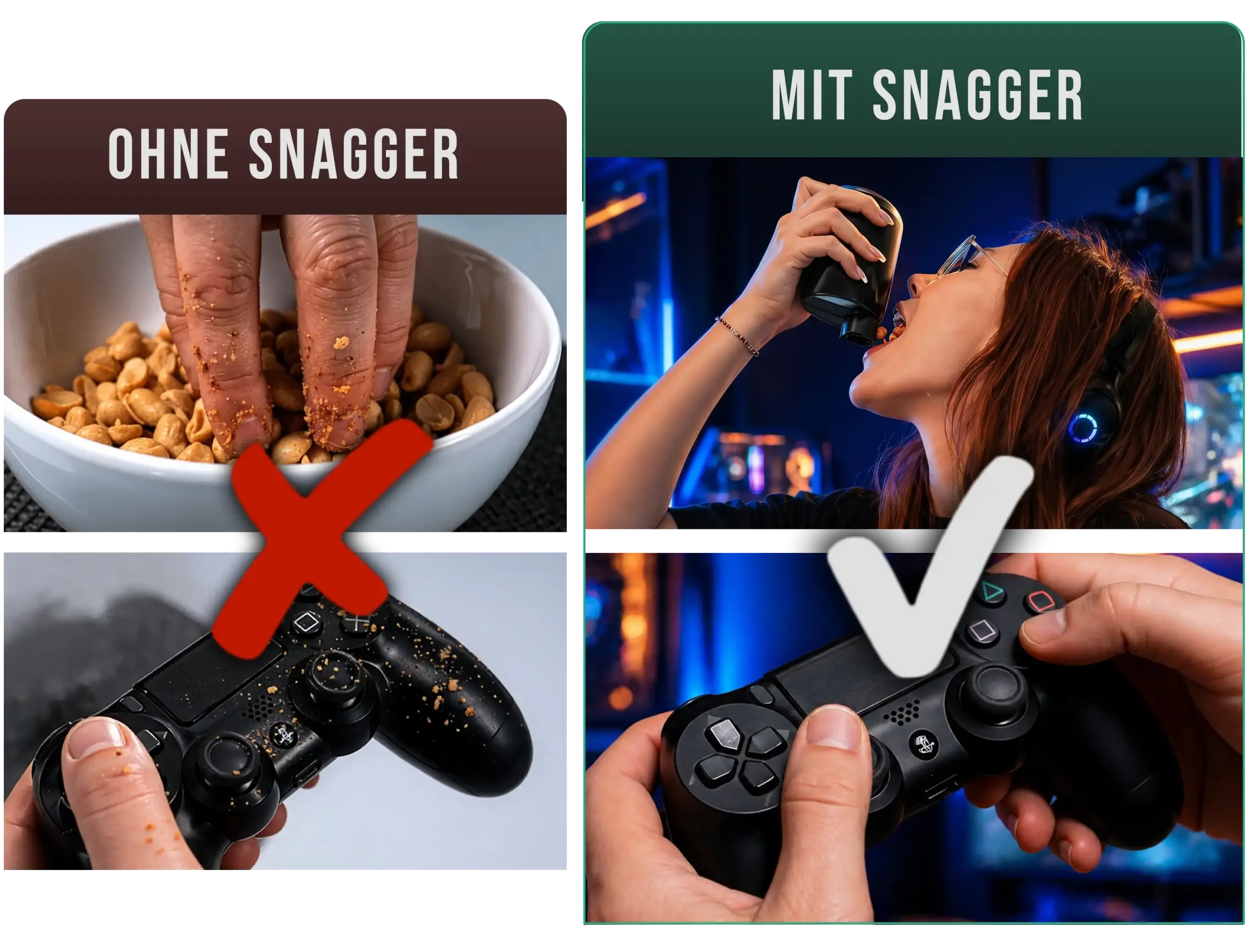 Ohne Snagger vs. Mit Snagger